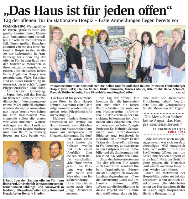 Das Haus ist für jeden offen - Bericht über Hospiz Frankenberg