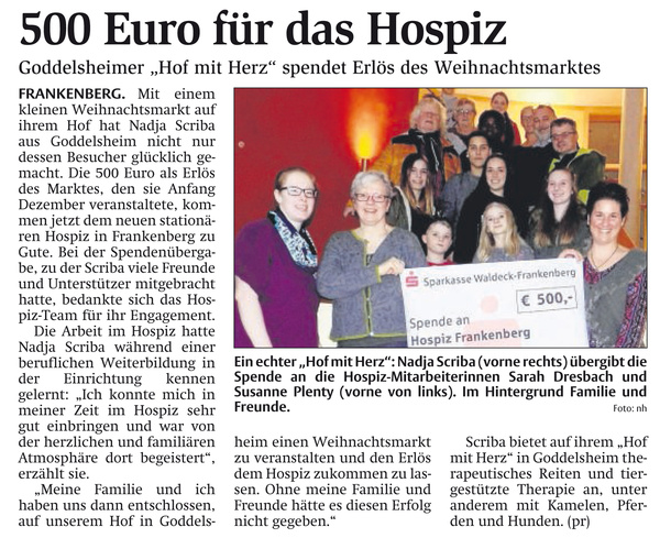 500 Euro für das Hospiz Frankenberg