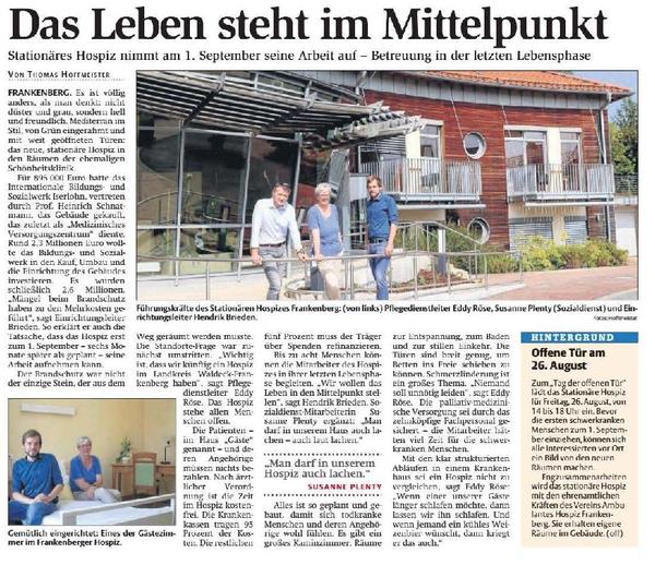 Das Leben steht im Mittelpunkt - Hospiz Frankenberg