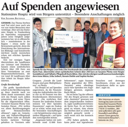 Hospiz Frankenberg auf Spenden angewiesen