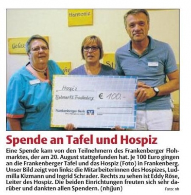 Spende an Tafel und Hospiz