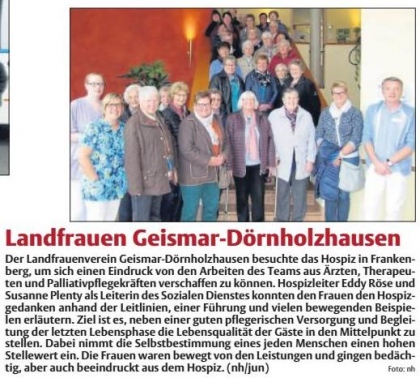 Landfrauen zu Besuch im Hospiz