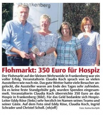 Flohmarkt: 350 Euro für Stationäres Hospiz Frankenberg