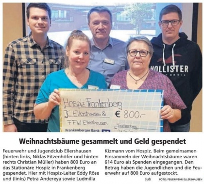 Weihnachtsbäume gesammelt und Geld gespendet